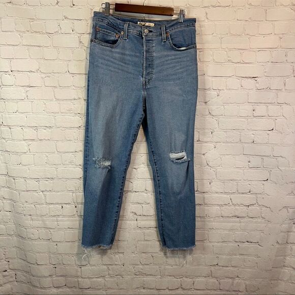 Levi’s Ribcage Straight Ankle Distressed Jeans size 31 - Picture 1 of 7
